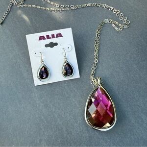 Alia Pink and Silver Chunky Necklace and Earring Jewelry Set